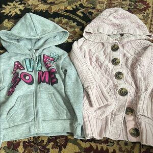 Awesome Kids Gray Hoodie and Pink Knit Cardigan Set